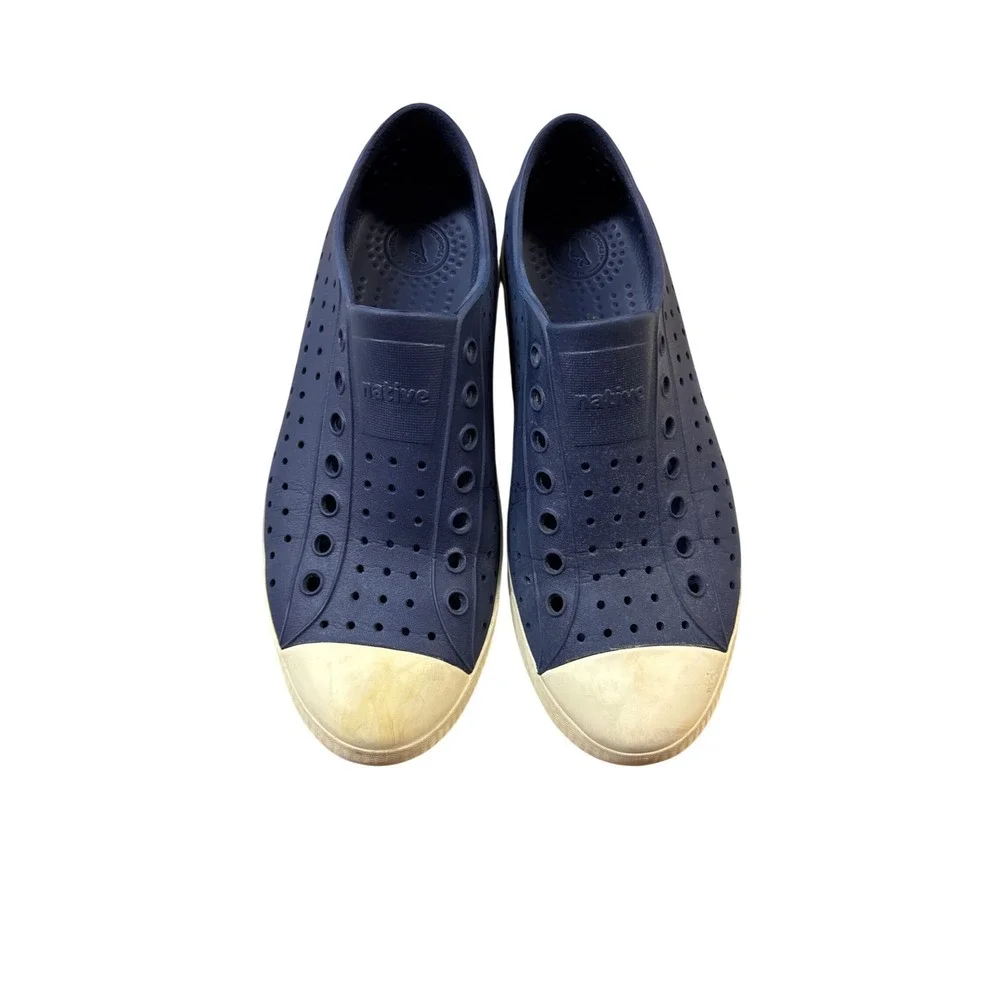 Native Jefferson Navy Blue White Slip On EVA Sneakers Mens 8 Womens 10